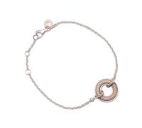 Pandora Signature logo sterling silver and 14k rose gold-plated bracelet with clear cubic zirconia, 16