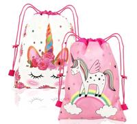 CERCTLA 2 Pcs Unicorn Backpack for Kids, Unicorn Drawstring Bags for Girls, Unicorns Drawstring Gym Bag for School Gym Traveling Swimming Party Picnic