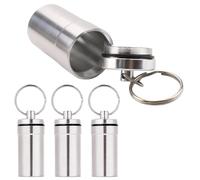 CERCTLA 3 Pack Detached UV Storage Jar, Waterproof Pocket Case, Portable Container Keychain, Smell Proof Container, Capsule Holder Containers for Spices, and Valuables (Silver)