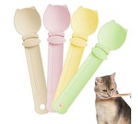 CERCTLA 4 Pcs Cat Feed Spoon, Cat Treat Spoon, Cats Strip Feeder Spoons, Happy Spoons Multifunctional Lickable Cats Treats for Squeezing Puree And Liquid Snack