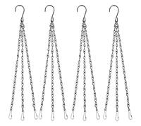 CERCTLA 4pcs Black Heavy Duty Hanging Basket Chains 3 Point, Replacement Chain Flower Pot Chains, Heavy Duty Weatherproof Chain for Hanging Plants Flowers Baskets Feeder Flower pots and Ornaments