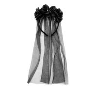 CERCTLA Gothic Bride Veil Headband, Corpse Bride Veil, Gothic Roses Brides Hairband with Veils, Day of the Dead Headband for Halloween Cosplay, Fancy Dress Costume Accessory, Black