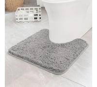 CERCTLA Microfibre Bath Mat, Non Slip Extra Soft Bathroom Pedestal Mat, Non Slip U Shape Bath Mats, Toilet Mats Pedestal Only, Super Absorbent Bathroom Rug, 40 x 50cm (Grey)