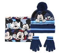 CERDA ARTESANIA Boy's Conjunto 3 Piezas Mickey Scarf, Hat & Glove Set Not Applicable, Blue (Azul 01), One Size