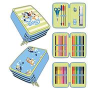 Cerda Bluey School Pencil Case with 1 HB Pencil, 2 Pens, 1 Scissors, 1 Eraser, 1 Sharpener, 1 Ruler, 18 Pencil Colours and 18 Giotto Felt Tips Pens