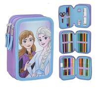 Cerda Disney Frozen School Pencil Case with 1 HB Pencil, 2 Pens, 1 Scissor, 1 Eraser, 1 Sharpener, 1 Ruler, 18 Pencil Colours and 18 Giotto Felt Tips Pens
