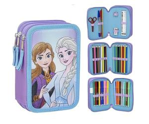 Cerda Disney Frozen School Pencil Case with 1 HB Pencil, 2 Pens, 1 Scissor, 1 Eraser, 1 Sharpener, 1 Ruler, 18 Pencil Colours and 18 Giotto Felt Tips Pens