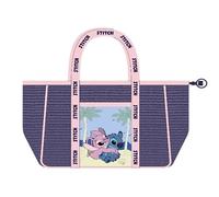 Cerdà Disney Lilo & Stitch Strandtasche 20 x 39 x 62 cm - Recycelte Materialien - Motiv Stitch und Angel - Violett-Rosa