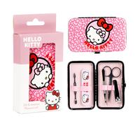 Hello Kitty Manicure Set with Metal Case, Nail Clippers, Scissors, Tweezers and Cuticle Tool - Personal Care Kit for Girls, Teens and Sanrio Fans