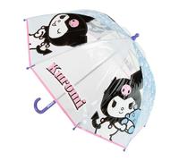 Transparent Children's Umbrella Kuromi Hello Kitty Girl - Manual Umbrella 45 cm POE, Purple with Curved Handle, Resistant Fibreglass Rods, Ideal for Rain and School