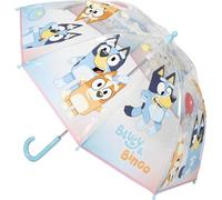 Blue Manual Transparent Umbrella for Kids with Official Bluey Design, Manual Safety Opening and High Protection Dome for Kids on Rainy Days, Bluey T45C:45CM Licensed Product