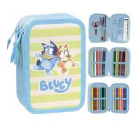 CERDÁ LIFE'S LITTLE MOMENTS Children's 3-compartment pencil case with stationery, 3 zip compartments with coloured pencils, felt tip pens and school accessories, spacious pencil case for school
