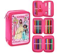 CERDÁ LIFE'S LITTLE MOMENTS Disney Princess 3 Tier Large Pencil Case Multi Compartment School Supplies Stationery Colouring Pens Pencils Sets