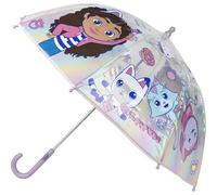 Gabby's Dollhouse Bubble Umbrella - Manual Opening - Pink - Gabby and Friends Print - Made in 100% POE with Fibreglass Structure - Original Product Designed in Spain, pink, Mediana, Modern