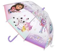 CERDÁ LIFE'S LITTLE MOMENTS Gabby's Dollhouse Bubble Umbrella - Transparent with Purple Handle - Manual Opening - Made of 100% POE with Fibreglass Frame - Original Product Designed in Spain