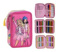 CERDÁ LIFE'S LITTLE MOMENTS Giotto Barbie Pencil Case with Accessories with Pencils, Markers and Pens | Triple Complete School Pencil Case with Barbie Design, Barbie, 12.5x6.5x19.5 cm, Licence
