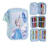 CERDÁ LIFE'S LITTLE MOMENTS Giotto Frozen Pencil Case with Accessories with Markers, Pens and Colored Pencils | Triple Pencil Case for Children with Disney Design, Frozen, 12.5x6.5x19.5 cm, Licence