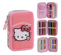 CERDÁ LIFE'S LITTLE MOMENTS Giotto Hello Kitty Pencil Case with Accessories with Markers, Pencils and Pens | Triple Case for Children with Sanrio Design, Hello Kitty, 12.5x6.5x19.5 cm, Licence