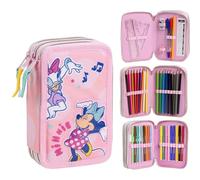 CERDÁ LIFE'S LITTLE MOMENTS Giotto Minnie Mouse Pencil Case with Accessories with Markers, Pencils and Pens | Triple School Pencil Case with Disney Design, Minnie, 12.5x6.5x19.5 cm, Licence