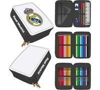 CERDÁ LIFE'S LITTLE MOMENTS Giotto Real Madrid Pencil Case with Accessories with Pencils, Markers and Pens | Triple School Case for Football Fans, Not Description, 12.5x6.5x19.5 cm, Licence