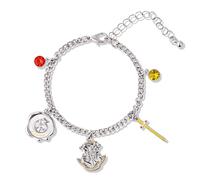 CERDÁ LIFE'S LITTLE MOMENTS Harry Potter Hogwarts Charm Silver-tone Adjustable Chain Bracelet Gifts for Harry Potter Fans