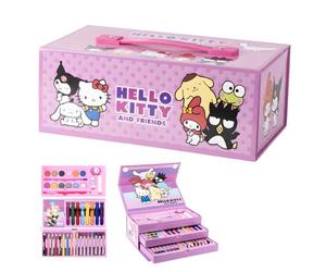 CERDÁ LIFE'S LITTLE MOMENTS Hello Kitty Colouring Art Box for Kids | 52-Piece Portable Art Kit with Markers, Crayons, Colour Pencils & More | Creative Drawing & Coloring Set | Gift for Boys & Girls