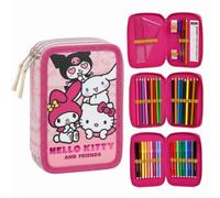 CERDÁ LIFE'S LITTLE MOMENTS Hello Kitty Deluxe 3-Tier Loaded Pencil Case for Kids | 3-Compartment Filled School Pencil Case with Colouring Pencils & Stationery | Organised School Supplies Case