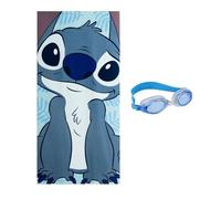 CERDÁ Life'S Little Moments Lilo & Stitch Microfiber Polyester Quick Dry Bath Beach Swimming Towel and Goggles Set