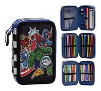CERDÁ LIFE'S LITTLE MOMENTS Marvel Avengers Triple Pencil Case with Complete Accessories and Superhero Design - Spiderman Pencil Case with Pencils, Colouring Books, Ruler and Accessories for Kids
