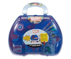 CERDÁ LIFE'S LITTLE MOMENTS Marvel Inspired Stationery Set - Blue - 23 x 20 x 4 cm - Includes Case with Everything You Need to Coloring - Original Product Designed in Spain