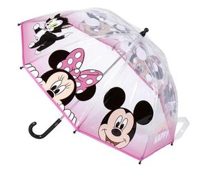 CERDÁ LIFE'S LITTLE MOMENTS Mickey and Minnie Mouse Bubble Umbrella - Pink Printed Design - Manual Opening - Made of 100% POE with Fibreglass Frame - Original Product Designed in Spain