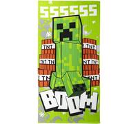 CERDÁ LIFE'S LITTLE MOMENTS Minecraft Kids Towel - Green Colour - 70x140cm - Made with 100% Polyester 240gsm - Small Towel - Creeper with Explosives Print - Original Product Designed in Spain