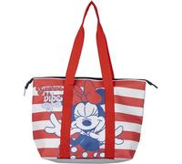 CERDÁ LIFE'S LITTLE MOMENTS Minnie Mouse Beach Bag - Red and White - 47x33x15cm - Made in Polyester - Fabric Bag with Zipper - Spacious Main Compartment - Original Product Designed in Spain