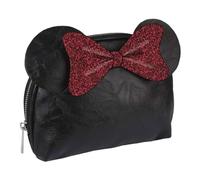 CERDÁ LIFE'S LITTLE MOMENTS -Minnie Travel Toilet Bag - Black - Large Storage Capacity - Zip Closure - Minnie Bow Print - Original Product