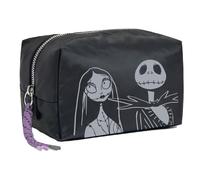 CERDÁ LIFE'S LITTLE MOMENTS -Nightmare Before Christmas Travel Toilet Bag - Black - Large Storage Capacity - Zip Closure - Jack and Sally Print - Original Product