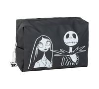 CERDÁ LIFE'S LITTLE MOMENTS -Nightmare Before Christmas Travel Toilet Bag - Black - Large Storage Capacity - Zip Closure - Jack and Sally Print - Original Product