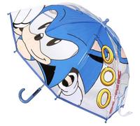 CERDÁ LIFE'S LITTLE MOMENTS Sonic Bubble Umbrella - Printed Design of Sonic and Rings - Blue - Manual Opening - Made of 100% POE with Fibreglass Frame - Original Product Designed in Spain