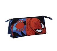 CERDÁ Life's Little Moments Spiderman Triple Compartment Pencil Case, 100% Polyester, Blue and Red, 22.5 x 11.5 x 2.0 cm