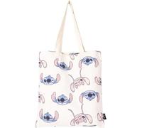 CERDÁ LIFE'S LITTLE MOMENTS Stitch Shopping Bag - White - 20x37,5x0,4cm - Bag with 2 Handles Made of Polyester and Cotton - Stitch and Angel Print - Original Product Designed in Spain