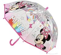 CERDÁ LIFE'S LITTLE MOMENTS - Transparent Umbrella for Girls Minnie Mouse - Manual Opening with Anti-Wind Mechanism and Protection on the Rods for Added Safety - Official Disney License, pink, One