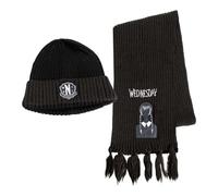 Hat and scarf set Cerda Wednesday Black One size