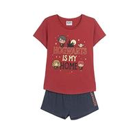 CERDÁ LIFE'S LITTLE MOMENTS Women's Harry Potter 100% Cotton 2-Piece [T-Shirt + Trousers Pyjamas ] -Official Licensed Warner Bros, red Dark, Standard
