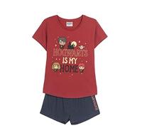 CERDÁ LIFE'S LITTLE MOMENTS Women's Harry Potter 100% Cotton 2-Piece [T-Shirt + Trousers Pyjamas ] -Official Licensed Warner Bros, red Dark, Standard
