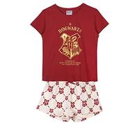 CERDÁ LIFE'S LITTLE MOMENTS Women's Hogwarts [Harry Potter] | 100% Cotton 2-Piece [T-Shirt + Trousers Pyjamas ] -Official Warner Bros License, red Dark, Standard