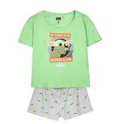 CERDÁ LIFE'S LITTLE MOMENTS Women's Mandalorian 100% Cotton 2-Piece [T-Shirt + Trousers Children's Pyjamas ] -Official Star Wars Licence, Light Green, XS