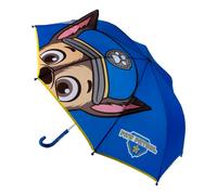 PAW Patrol Manual Umbrella for Boys and Girls - Dark Blue Children's Umbrella with Chase and 3D Applications, Manual Opening, Fiberglass Ribs, Official License, One Size