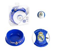 CERDÁ LIFE'S LITTLE MOMENTS Real Madrid Welcome Pet Set - Official Pet Accessories Kit, Includes Toy, Feeder and Plaque