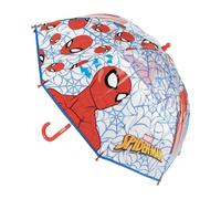 Children's Umbrella Spider-Man Marvel Child - Transparent Manual Umbrella 45 cm in POE Blue with Spider Web Print, Resistant Fibreglass Structure and Curved Handle, Official License, Cole and Rain