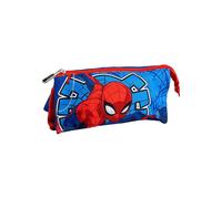 Spiderman Pencil Case 3 Compartments - Triple School Pencil Case with Spidey Design, Sturdy Zippers and Large Capacity for Pencils, Markers and Children's Accessories, Spiderman, licence