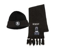 Hat and scarf set Cerda Wednesday Black One size